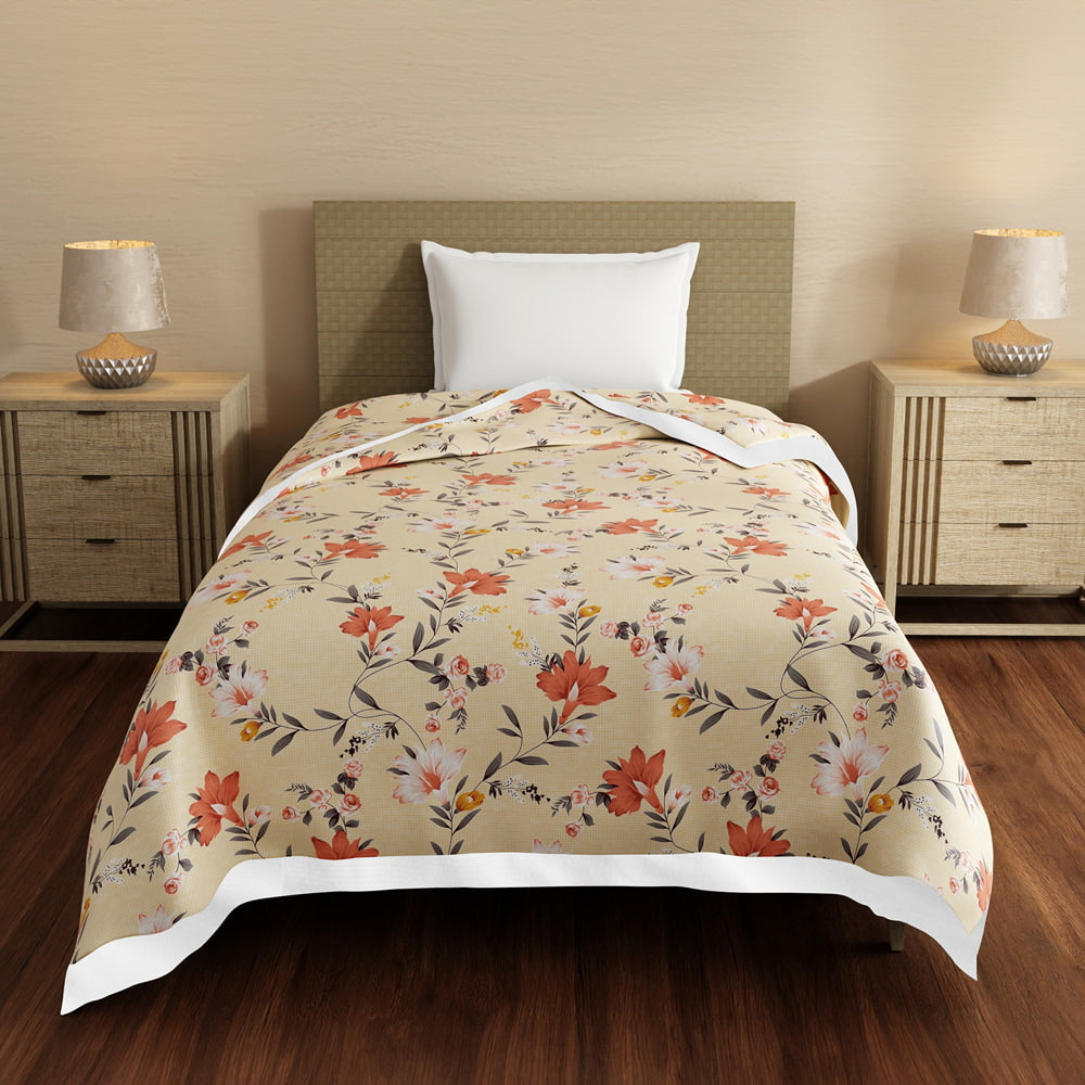 Layers Bloom Single Dohar (Yellow & Orange) - 220 X 150 cm - 1 Unit