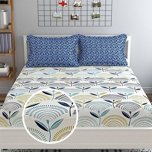 Mafatlal Plush Double Bedsheet 140 TC (07) - Floral - 274 x 274 cm
