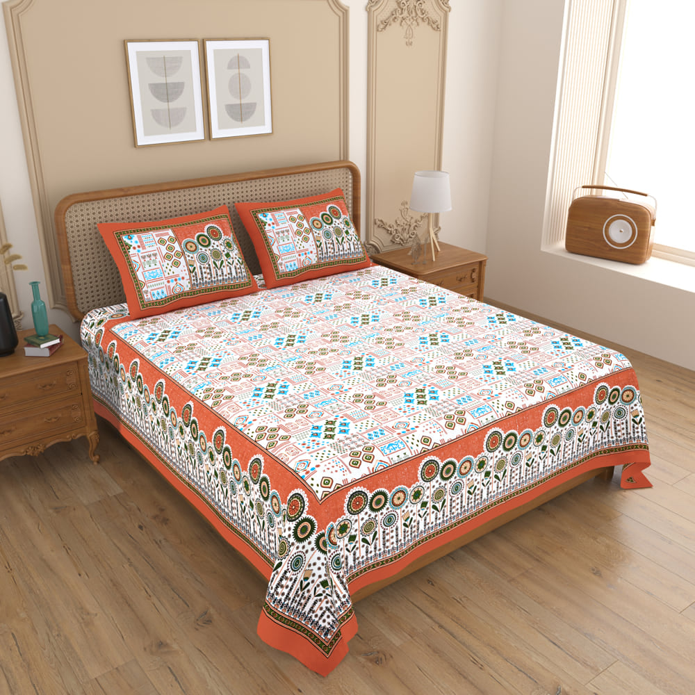Mafatlal Upvan King Double Bedsheet - HFBSUP003 (Floral) 236x274 cm - 1 Unit