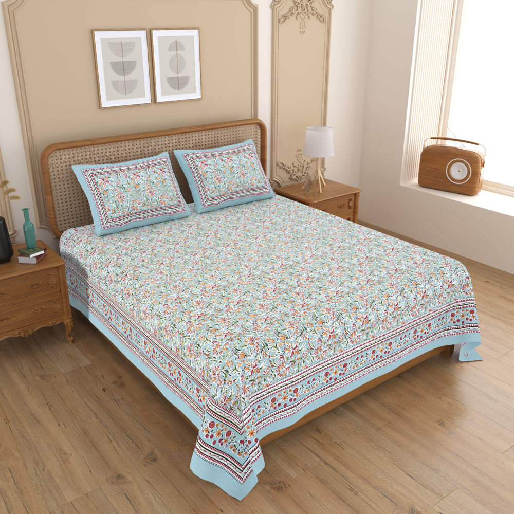 Mafatlal Upvan King Double Bedsheet - HFBSUP004 (Floral) 236x274 cm - 1 Unit
