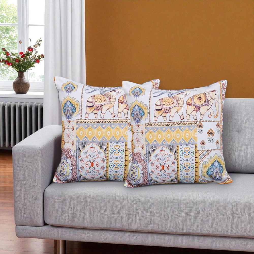 MHF Abstract Empire Cushion Cover 01 (Musterd) 40 x 40 cm - Set of 2 - 1 Unit