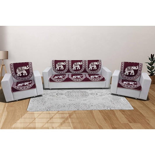 MHF Elephant Sofa Cover 03 (Maroon) 5 Seater - 1 Unit