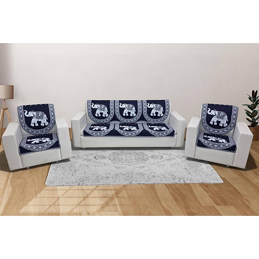 MHF Elephant Sofa Cover 04 (Blue) 5 Seater - 1 Unit