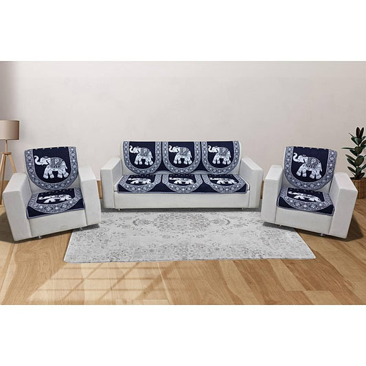 MHF Elephant Sofa Cover 04 (Blue) 5 Seater - 1 Unit