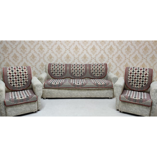 MHF Polycotton Sofa Slip Cover Cherry (Maroon) - Set Of 6 - 1 U
