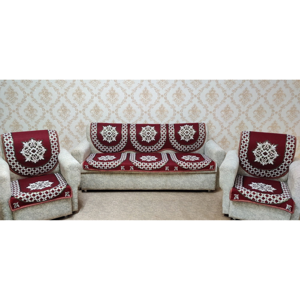MHF Sofa Slip Cover Desire (Maroon) - Set Of 6 - 1 U