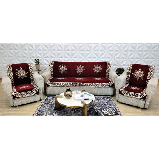 MHF Sofa Slip Cover Divine (Maroon) - Set Of 6 - 1 U