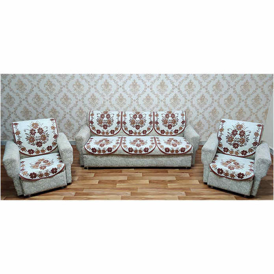MHF Sofa Slip Cover Knitted Net Fabric Daisy 04 - Brown - 6 U