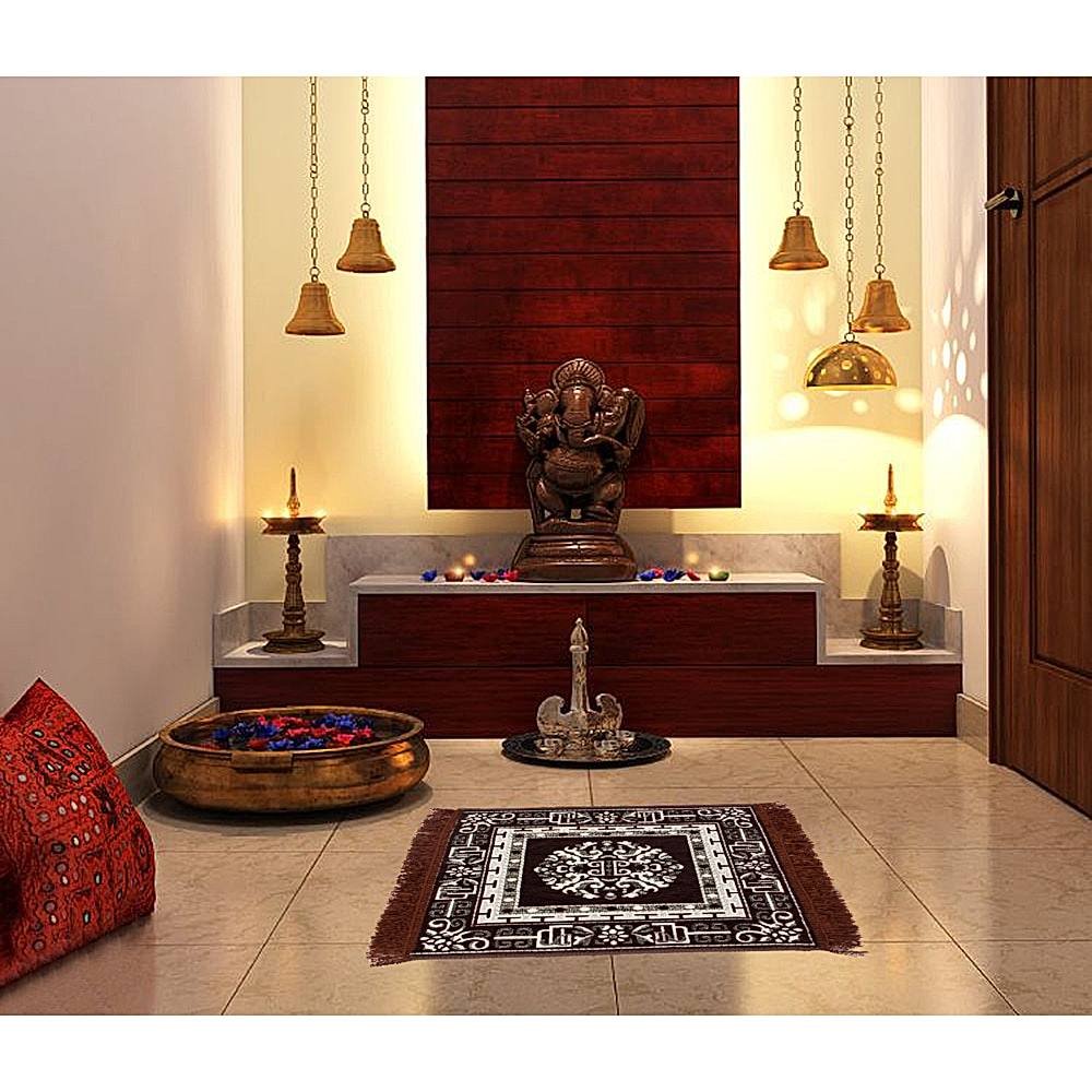MHF Velvet Polyester Aasan Mat - Brown - 1 U