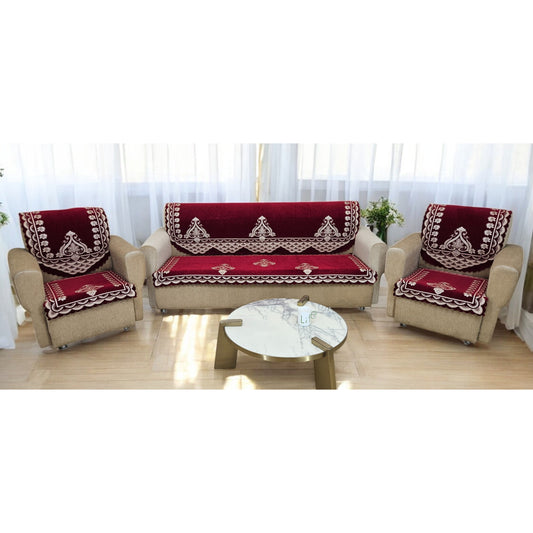 MHF Venue Ultrasonic Sofa Cover 01 (Maroon) 5 Seater - 1 Unit