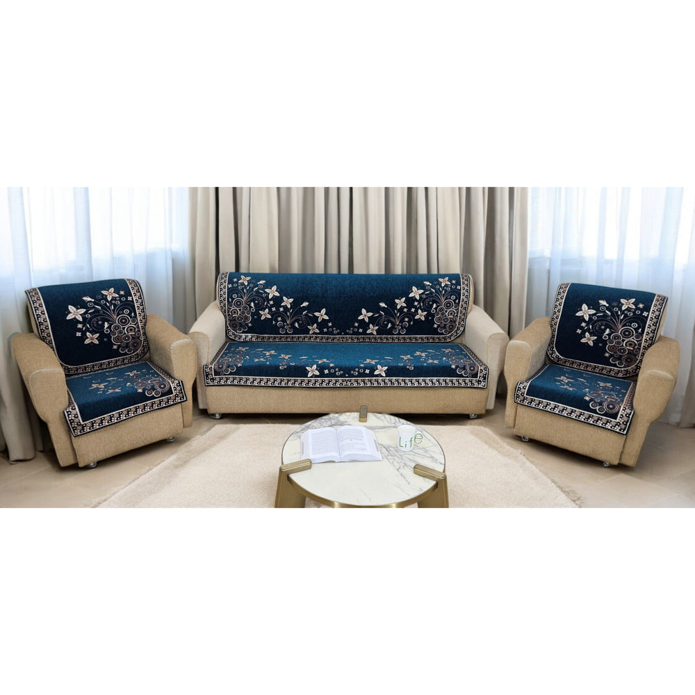 MHF Venue Ultrasonic Sofa Cover 09 (Aqua Black) 5 Seater - 1 Unit