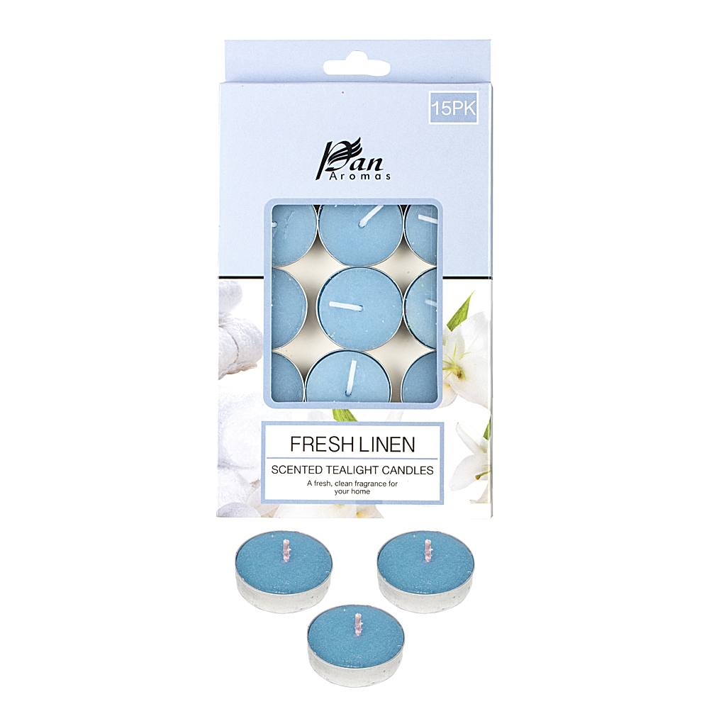 Pan Aromas Scented Tealight Candle - Sandalwood - Fresh Linen