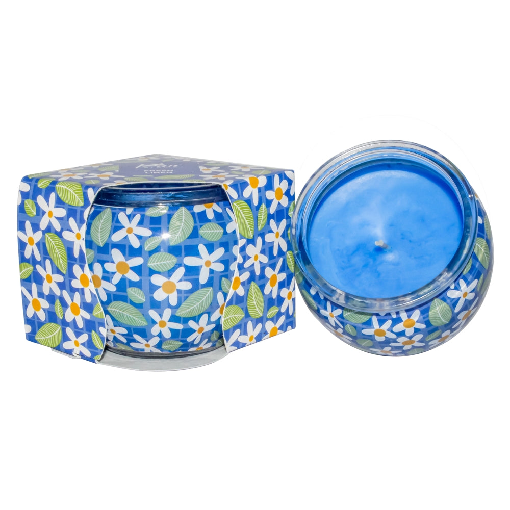 Pan Aromas Shrink Sleeve Glass Candle - Fresh Lavender - Fresh Linen