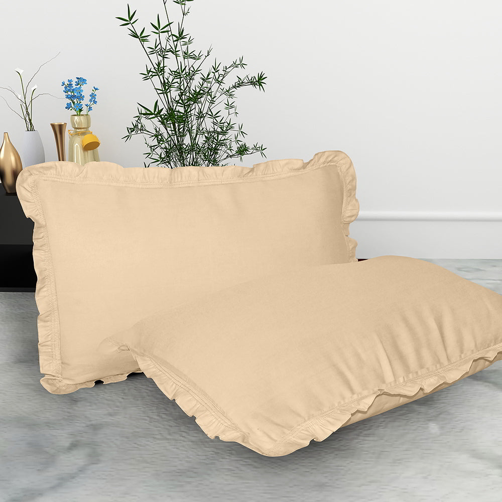Pillow Cover Cotton Beige - 16x24 Inches - 2 U