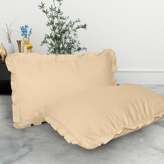 Pillow Cover Cotton Beige - 16x24 Inches - 2 U