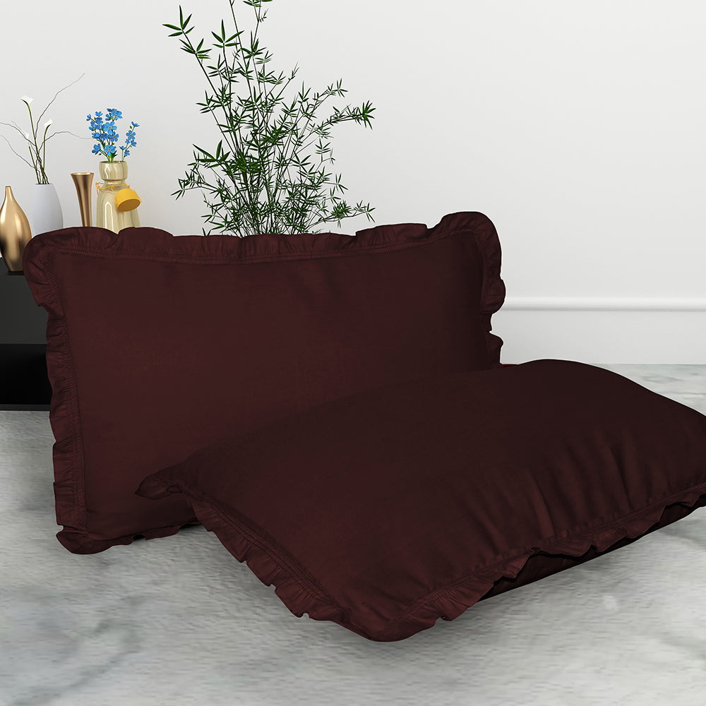 Pillow Cover Cotton Chocolate Brown - 16x24 Inches - 2 U