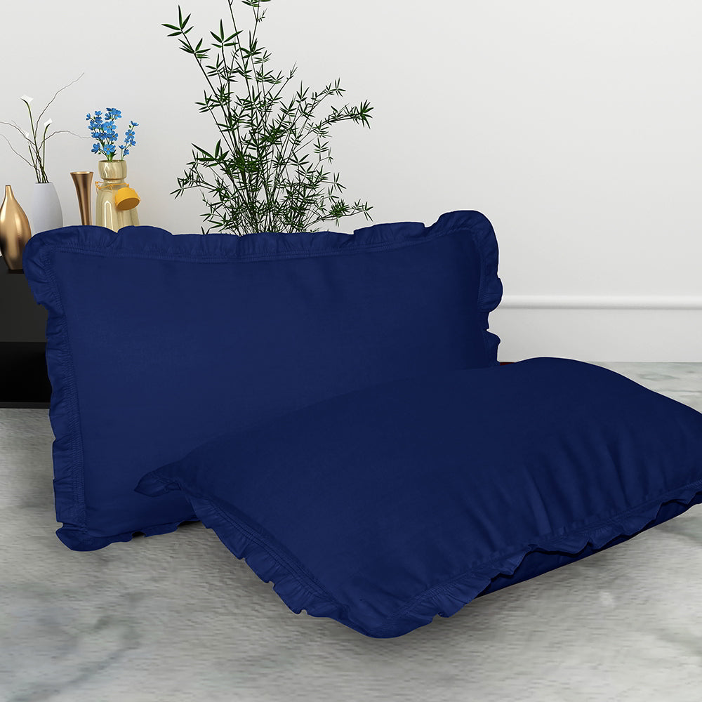 Pillow Cover Cotton Deep Blue - 16x24 Inches - 2 U