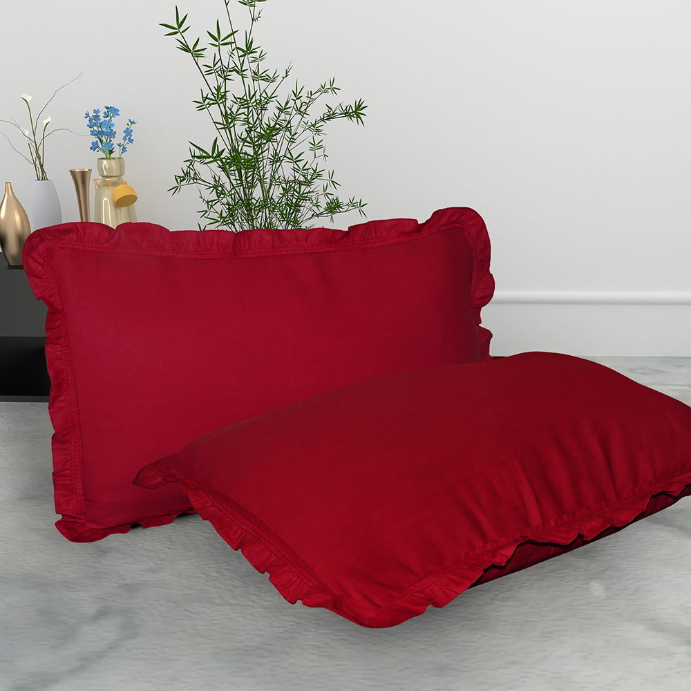 Pillow Cover Cotton Maroon - 16x24 Inches - 2 U