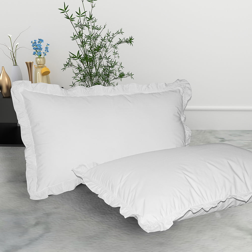 Pillow Cover Cotton White - 16x24 Inches - 2 U