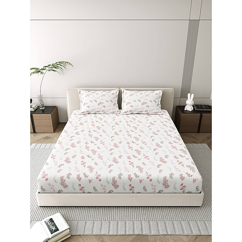 Salona Bichona 100% Cotton Double Bedsheet 180 TC (120A) 224 x 254 cm - 1 U