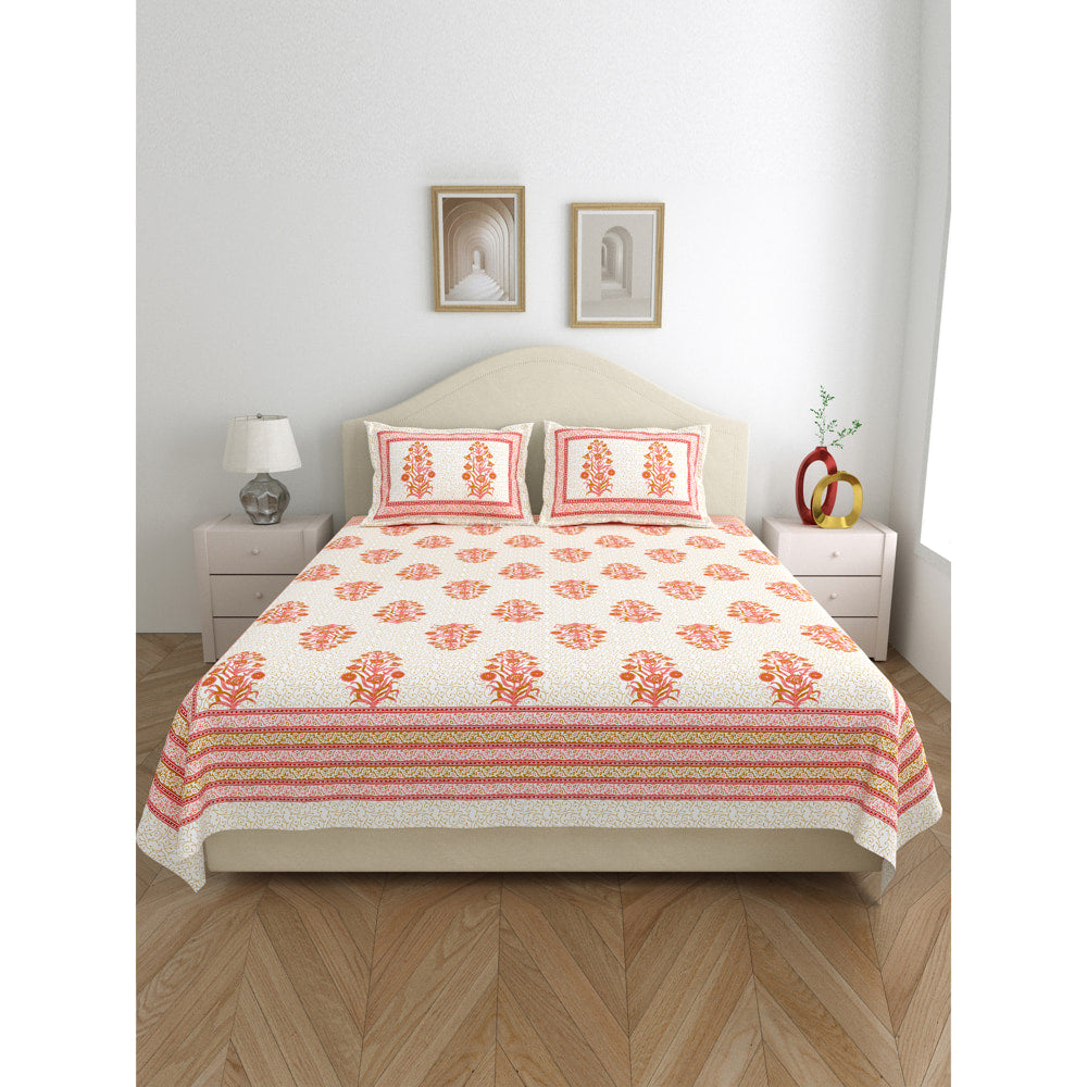 Salona Bichona 100% Cotton Semi King Size Bedsheet (J006A) 220 x 265 cm - 1 U