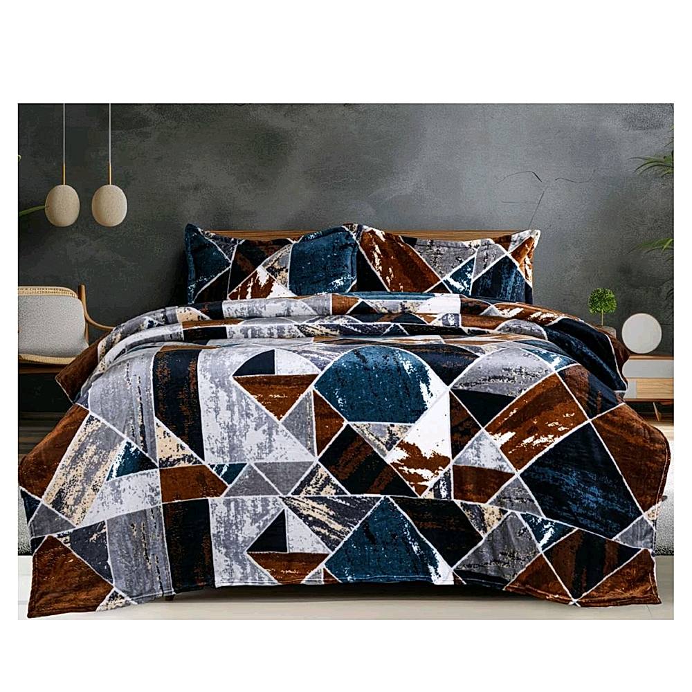 Sheetal World Emporio Double Blanket (Grey & Brown) - 218 x 235 cm - 1 U