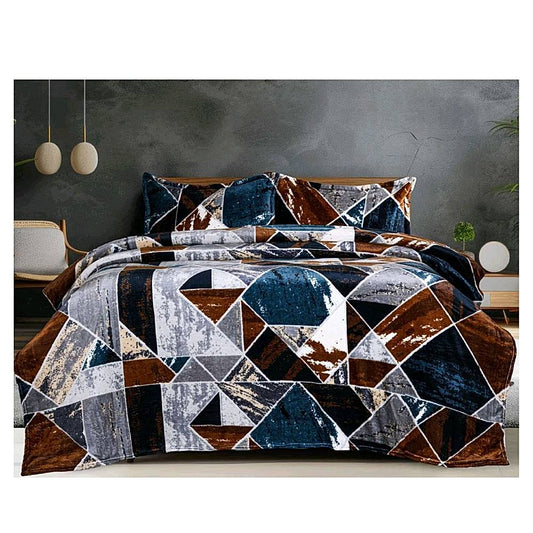 Sheetal World Emporio Double Blanket (Grey & Brown) - 218 x 235 cm - 1 U