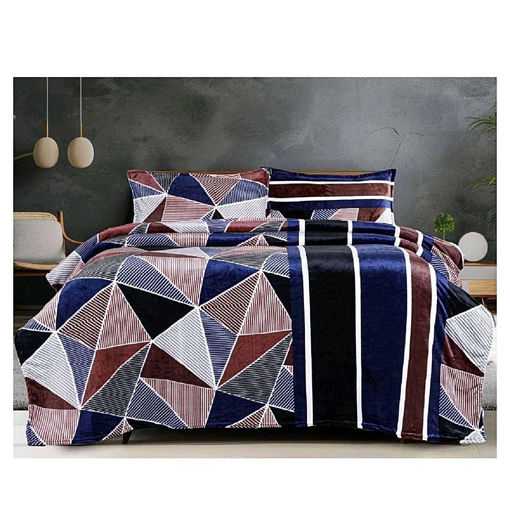 Sheetal World Flannel Emporio Single Blanket (Blue & Brown) - 145 x 225 cm - 1 U