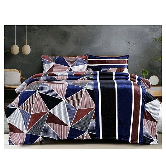 Sheetal World Flannel Emporio Single Blanket (Blue & Brown) - 145 x 225 cm - 1 U