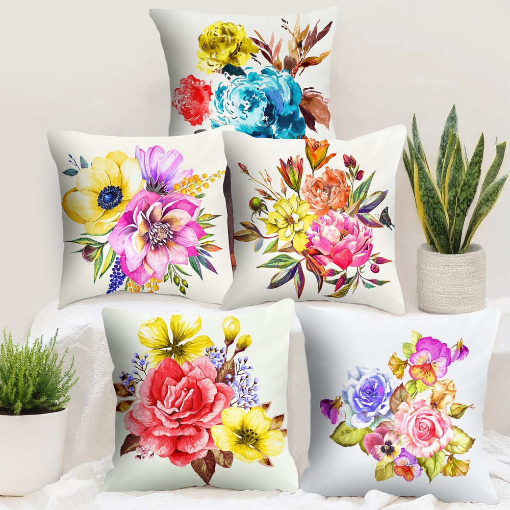 Story At Home Floral Cushion Cover (D4) 40x40 cm - Set of 5 - 1 U