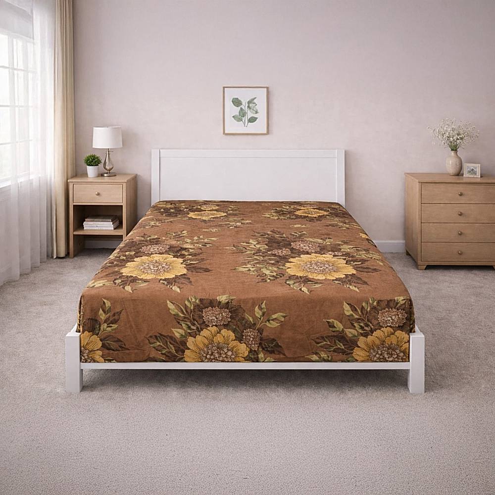Vaa D-11 Single Bedsheet 140 GSM (Brown) - 147 X 224 cm - 1 U