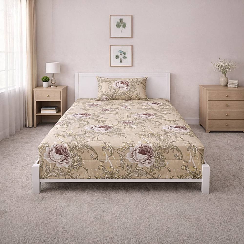 Vaa D-47 Single Bedsheet 140 GSM (Multi Colour) - 147 X 224 cm - 1 U