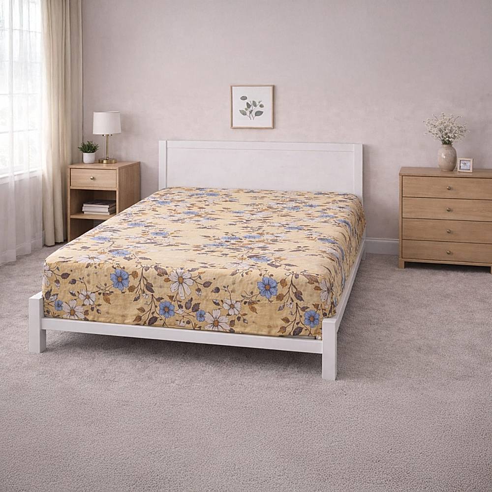 Vaa D-53 Single Bedsheet 140 GSM (Yellow) - 147 X 224 cm - 1 U