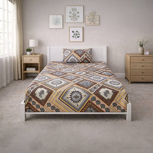Vaa D-57 Single Bedsheet 140 GSM (Multi Colour) - 147 X 224 cm - 1 U