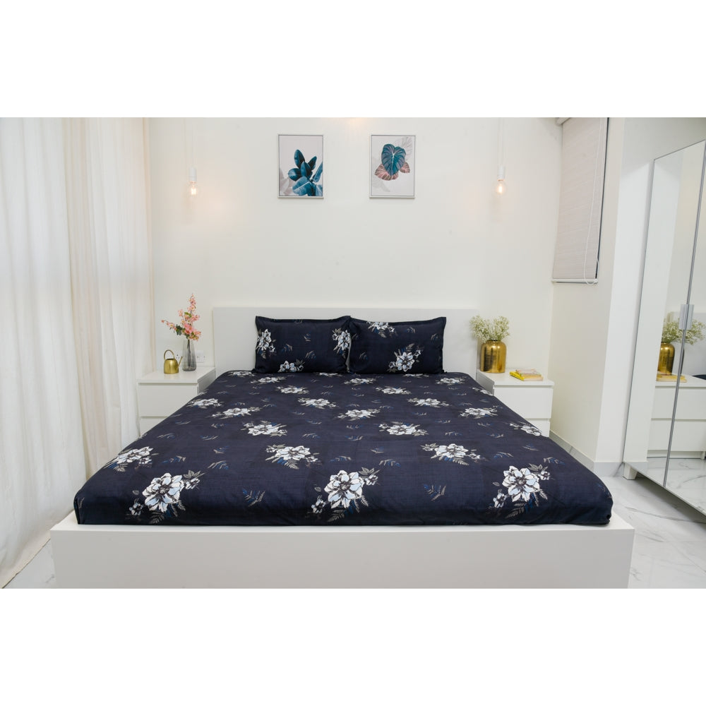 VAA D29 Double Bedsheet 140 GSM (Navy Blue) - 224 x 243 cm - 1 Unit