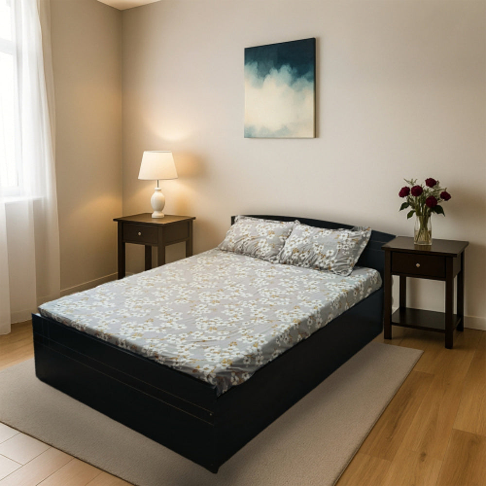 VAA D35 Double Bedsheet 140 GSM (Grey) - 224 x 243 cm - 1 Unit