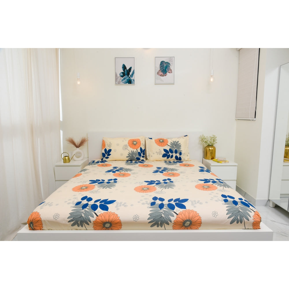 VAA D48 Double Bedsheet 140 GSM (Peach) - 224 x 243 cm - 1 Unit