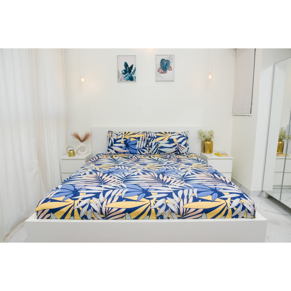 VAA D86 Double Bedsheet 140 GSM (Blue) - 224 x 243 cm - 1 Unit