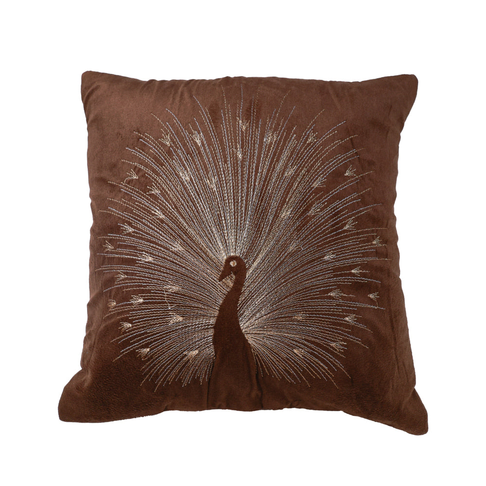 VAA Peacock Splendor Holland Cushion Cover D40 (Brown) - 40x40 CM - 1 U