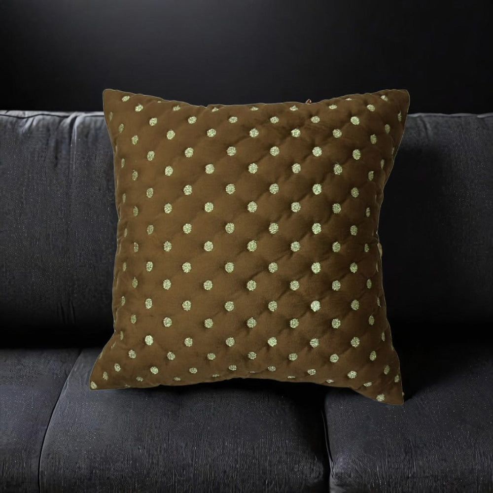 VAA Polka Dots Cushion Cover - Brown (40x40 cm) - 1 U