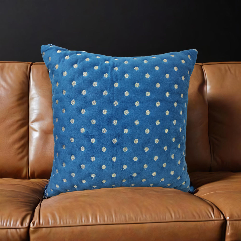 VAA Polka Dots Cushion Cover - Royal Blue (40x40 cm) - 1 U
