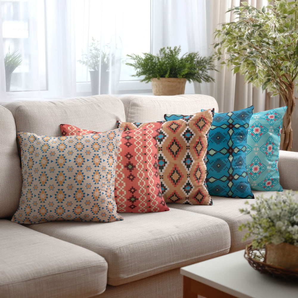 VAA Satin Finish Digital Print Cushion Cover (D7) Pack of 5 - 1 Unit