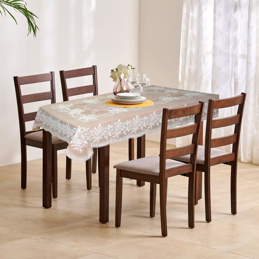 VAA Vinyl Blossom Dining Table Cover 4 Seater (0.9x1.32 metres) - Peach - 1 U