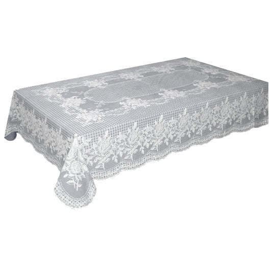 VAA Vinyl Blossom Dining Table Cover 6 Seater (132 x 202 cm) - Grey - 1 U