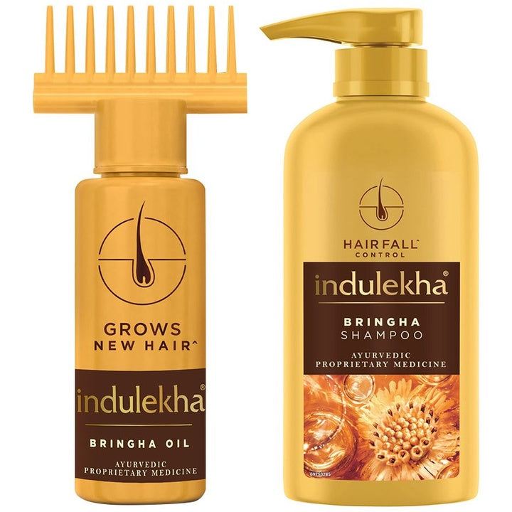 indulekha Set of Bringha Shampoo 580ml & Hair Oil 100ml