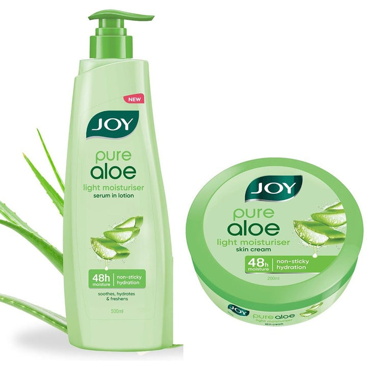 JOY Pure Aloe Multi-Benefit Aloe Vera Body Lotion 500ml & Aloe Vera Skin Cream 200 ml
