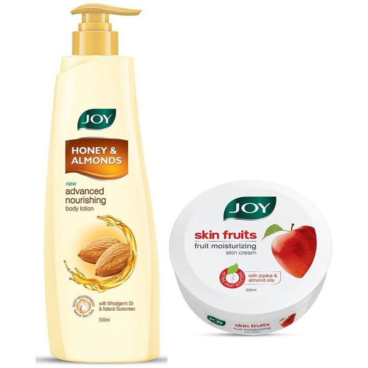 Joy Honey & Almonds Advanced Nourishing Body Lotion 500ml & Fruits Skin Cream 200ml