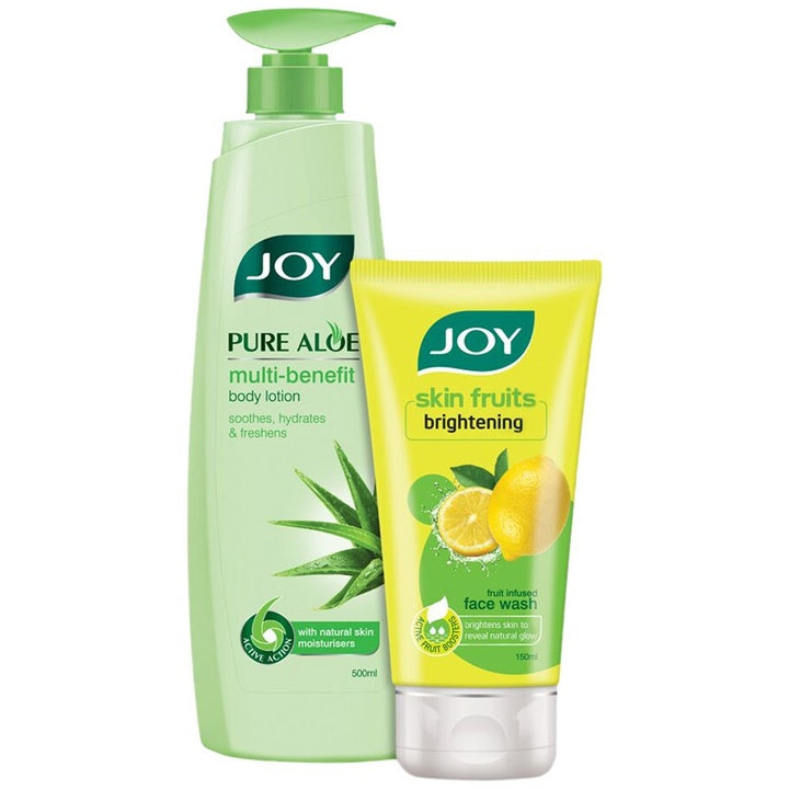 JOY Pure Aloe Multi-Benefit Aloe Vera Body Lotion 500ml & Lemon Face Wash 150ml