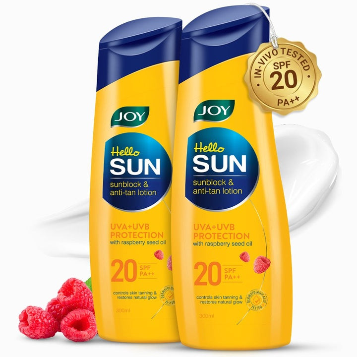 JOY Set Of 2 Hello Sun Body Sunscreen Lotion SPF 20 PA++ For Tan Control - 300 ml Each