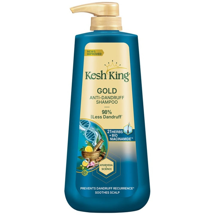 Kesh King Gold Anti-Dandruff Shampoo with 21 Herbs for Men & Women - 600 ml